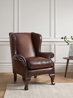John Lewis Compton Leather Wing Armchair, Hand Antique - view 2, Hand Antique