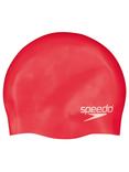 Speedo Plain Silicone Swim Cap, Junior, Red