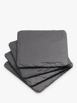 Selbrae House Square Slate Coasters, Set of 4, Black - view 2, Black