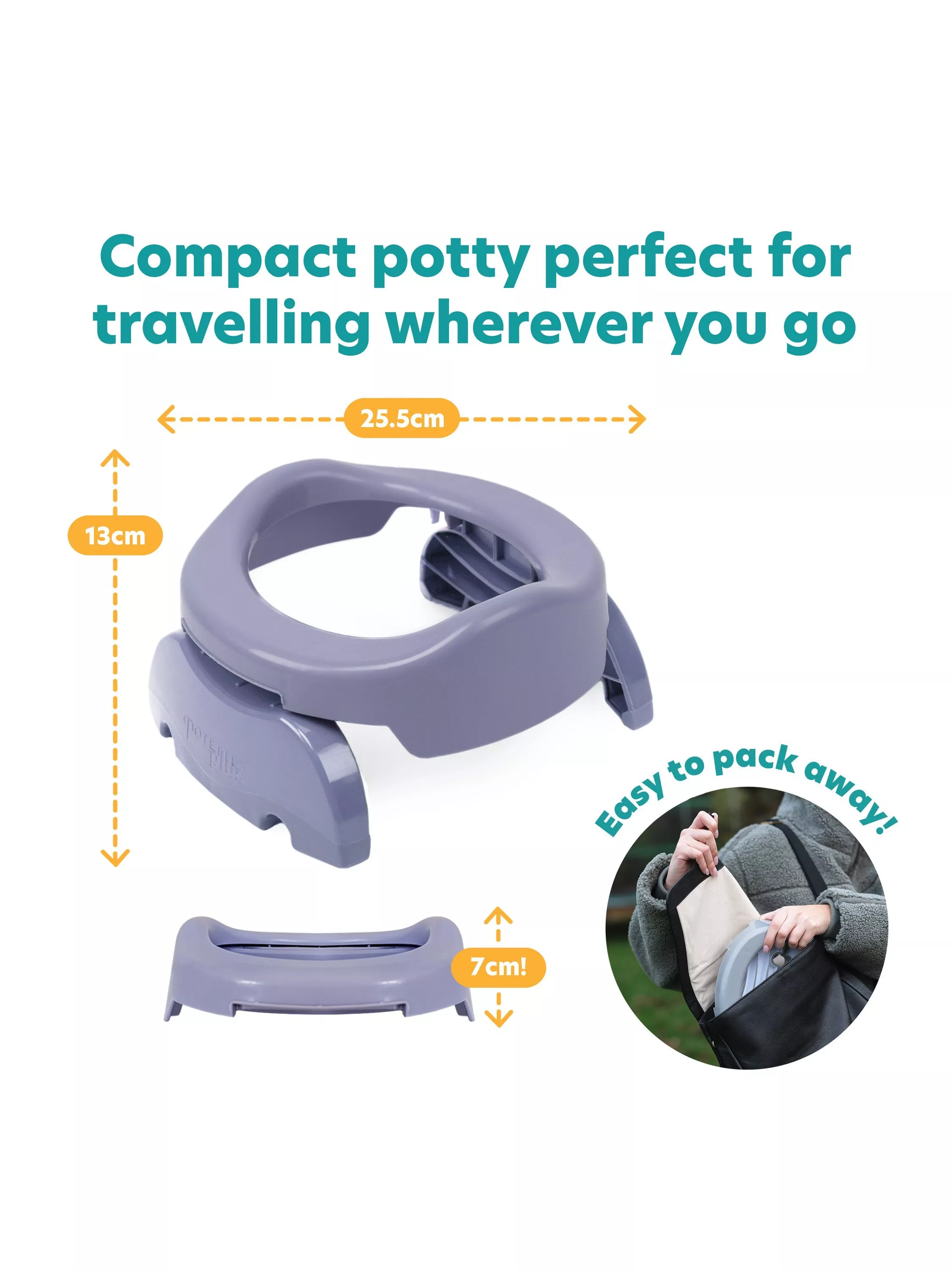 Potette Plus Travel Potty Violet - Pot De Voyage Pliable Pour Enfant, Avec Sacs Jetables