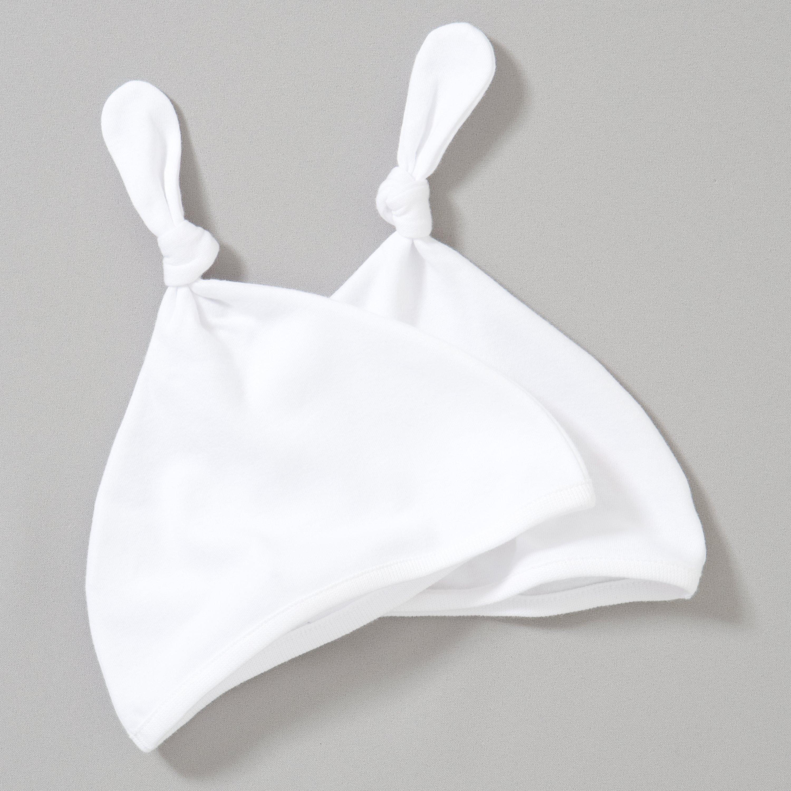 John Lewis Baby Knotted Hat, White, Pack of 2, One Size