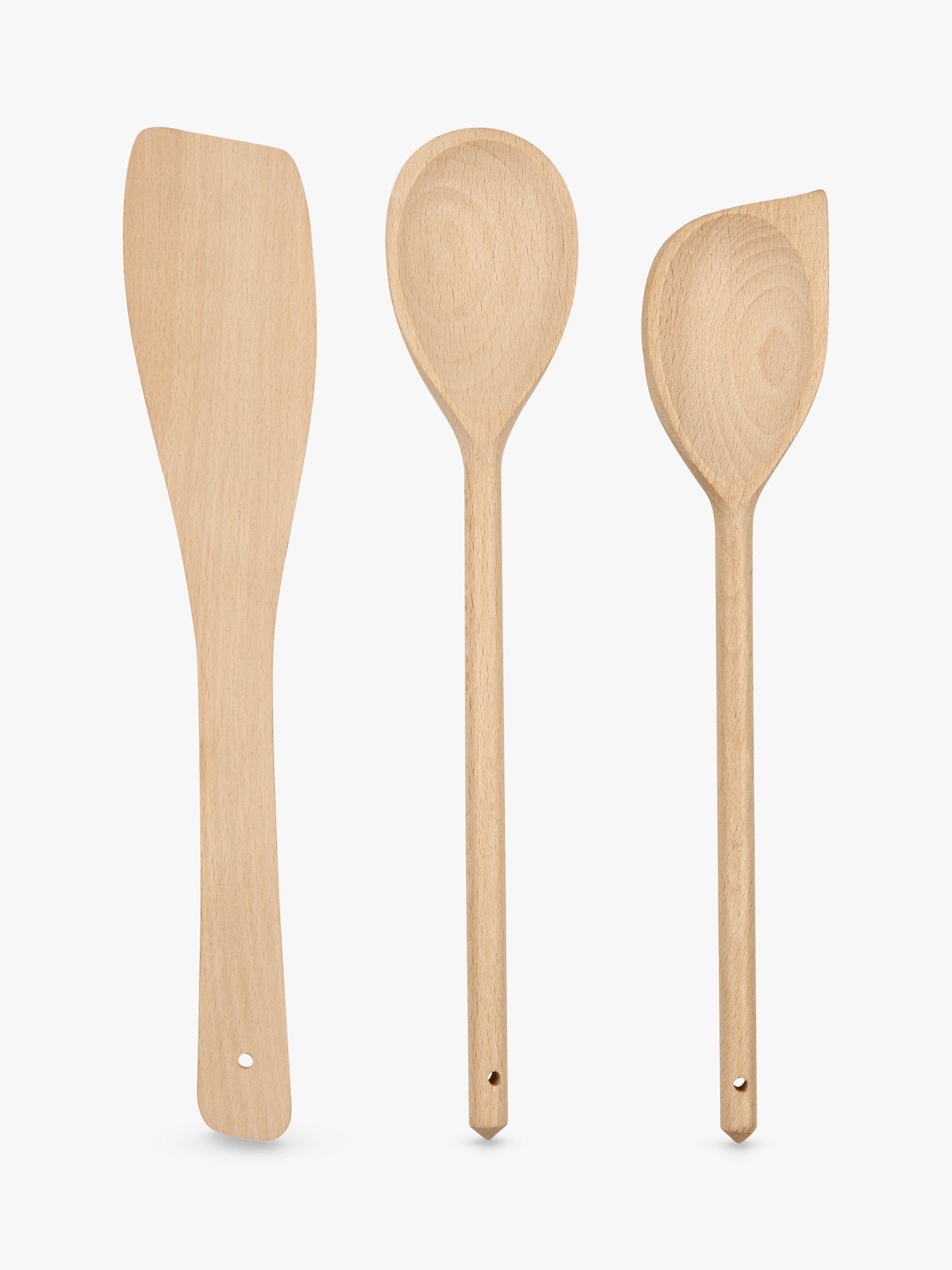 John Lewis ANYDAY Wooden Kitchen Utensils, Set of 3, FSC-Certified (Beech Wood), Natural