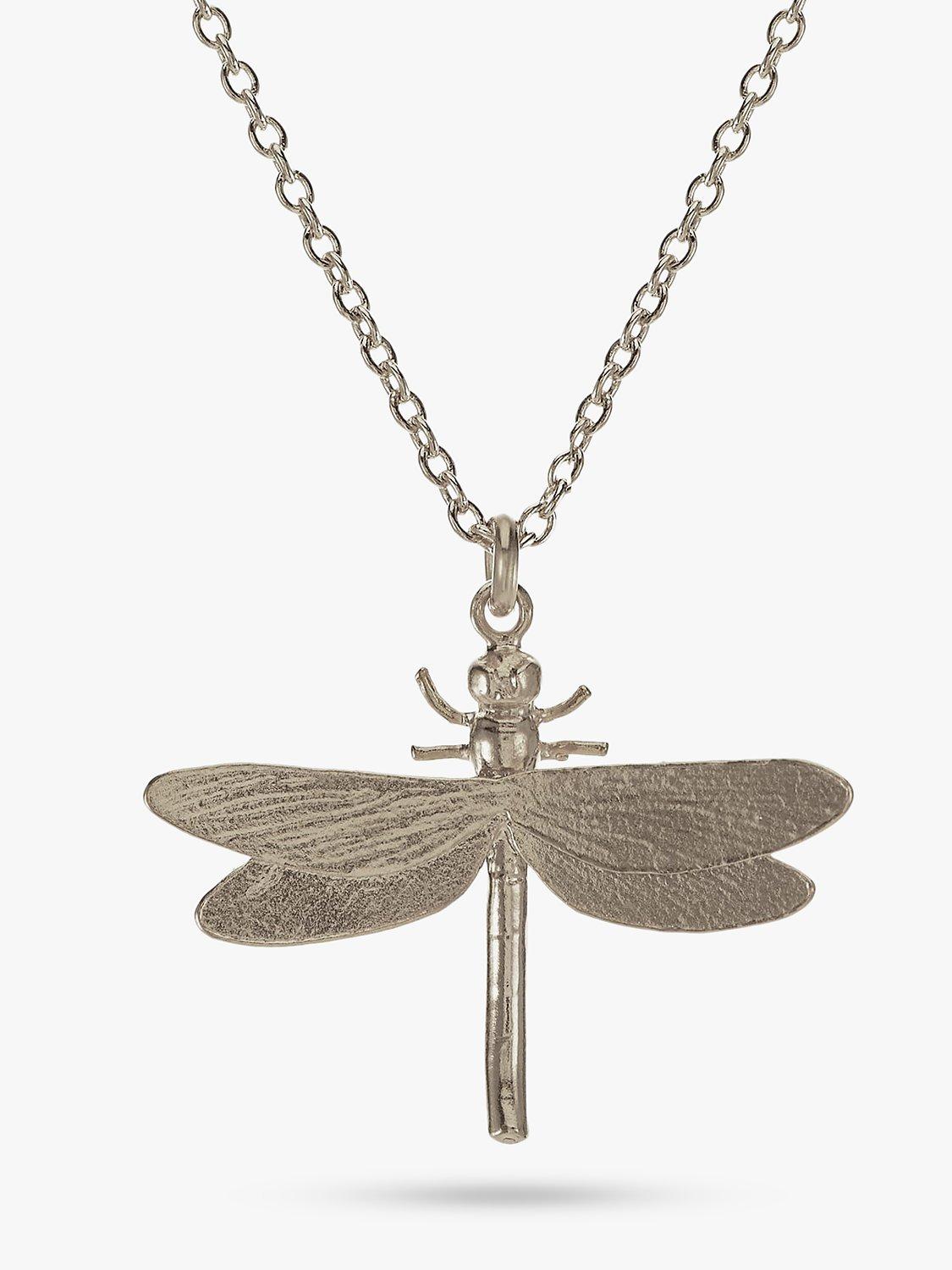 Product image 1 of 4, which shows Alex Monroe Dragonfly Pendant Necklace, Silver