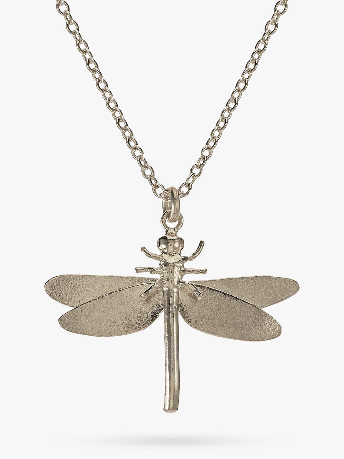 Product image 3 of 4, which shows Alex Monroe Dragonfly Pendant Necklace, Silver