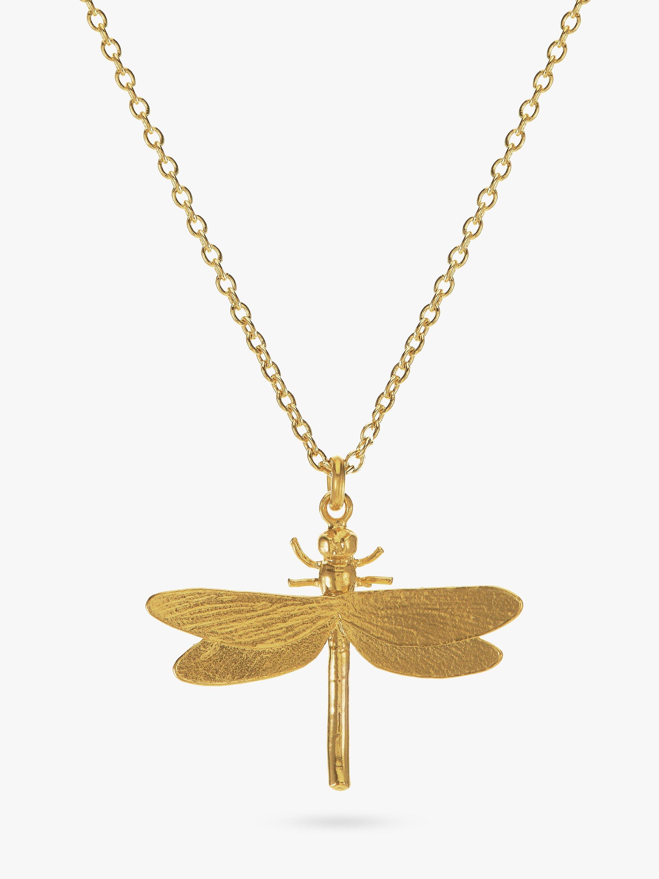 Product image 1 of 4, which shows Alex Monroe Dragonfly Pendant Necklace, Gold