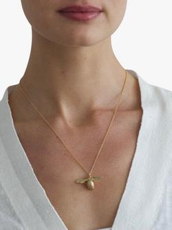 Alex Monroe 22ct Gold Vermeil Bumble Bee Pendant Necklace, Gold - view 2, Gold
