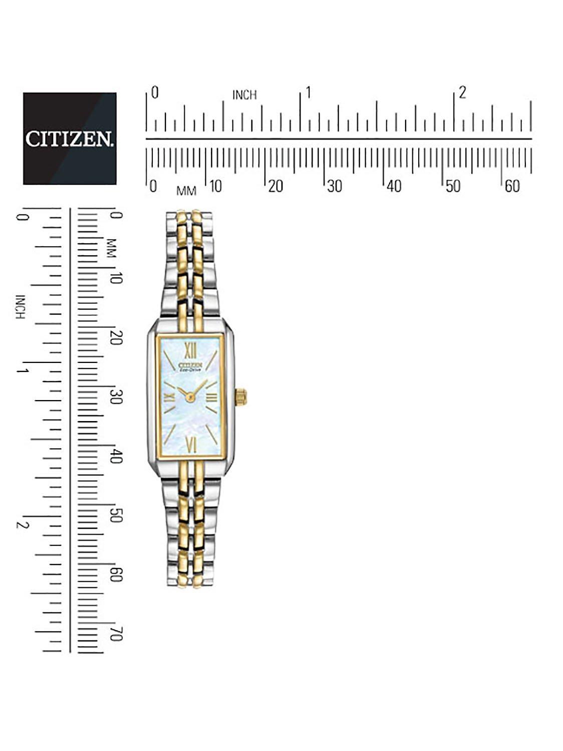 Product image 4 of 5, which shows Citizen EG2694-59D Women's Eco-Drive Silhouette Bracelet Strap Watch, Silver/Gold