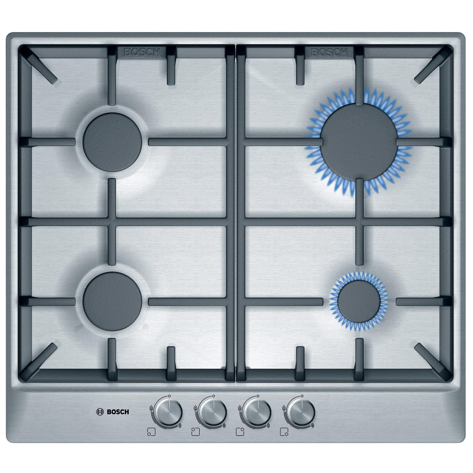Bosch PCP615B90B Gas Hob, Brushed Steel