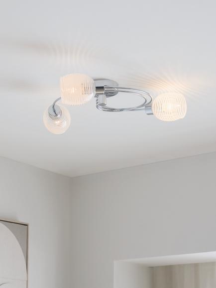 John Lewis Maya 3 Arm Ceiling Light - view 2, Metallic