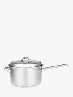 John Lewis Classic Lidded Saucepan with Helper Handle, 22cm, 3.7L, 