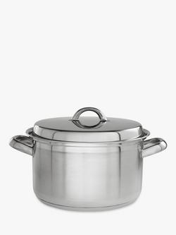 John Lewis Classic Stainless Steel Lidded Casserole, 24cm, 5L, 