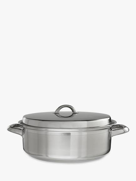 John Lewis Classic Lidded Buffet Casserole, 30cm, 5L, Silver