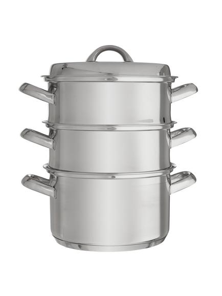 John Lewis Classic Stainless Steel 20cm Steamer Set with Lid, 3 Piece, 
