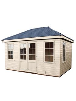 Crane Garden Buildings Scandinavian Redwood Large Garden Room, 3 x 4.2m, Cream