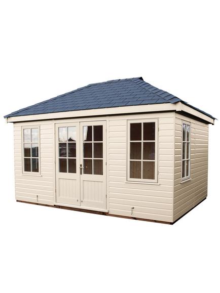 Crane Garden Buildings Scandinavian Redwood Large Garden Room, 3 x 4.2m, Cream