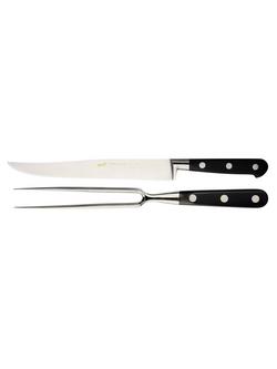 SABATIER 2 Piece Carving Set, Silver/Black