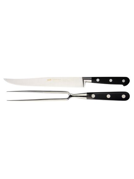 SABATIER 2 Piece Carving Set, Silver/Black