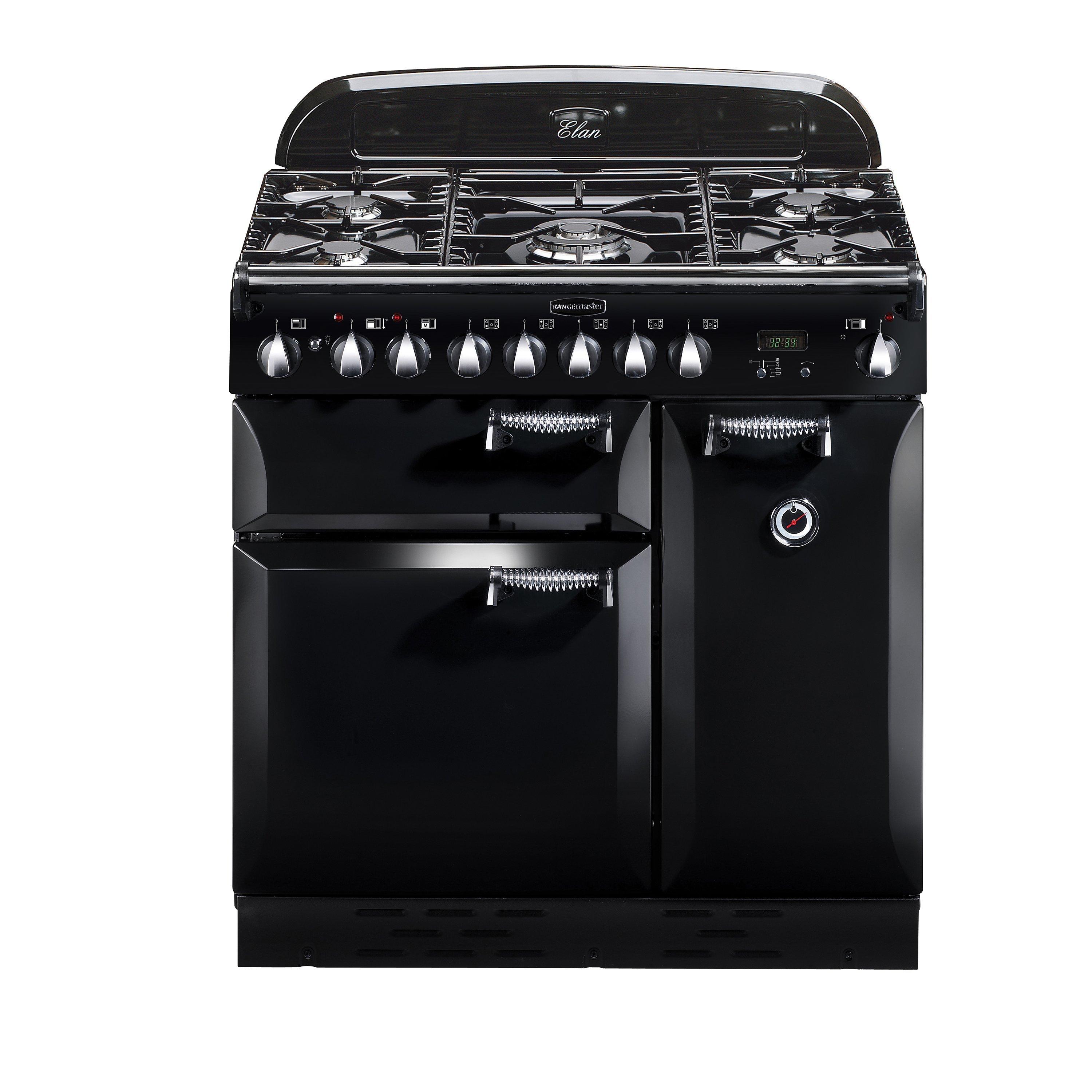 Rangemaster Elan 90 Dual Fuel Range Cooker Black
