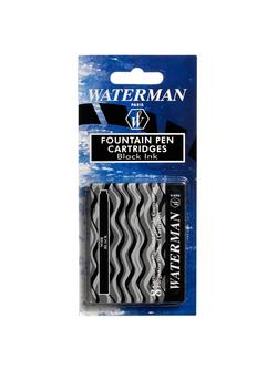 Waterman Ink Cartridges, Pack of 8, Black, Black