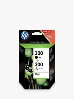 HP 300 Black & Tri-Colour Original Ink Cartridges, Pack of 2, Tri-Colour