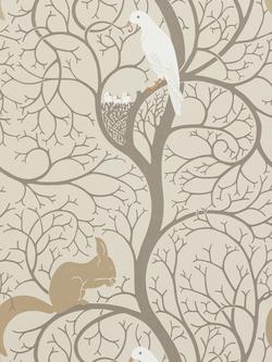 Sanderson Squirrel & Dove Wallpaper, Linen / Ivory, DVIWSQ101