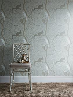 Sanderson Squirrel & Dove Wallpaper - view 2, Linen / Ivory, DVIWSQ101