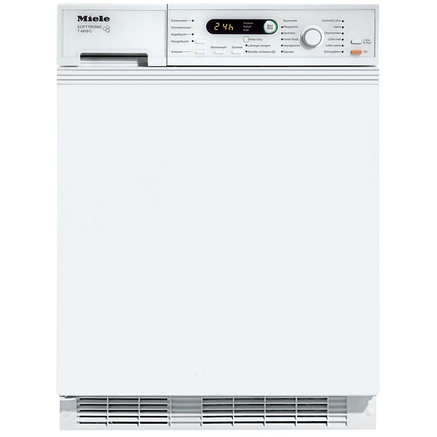 Miele T4819Ci Semi Integrated Condenser Tumble Dryer, 6kg Load, B Energy Rating, White