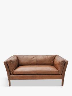 Halo Groucho Small 2 Seater Leather Sofa, Dark Leg, Riders Nut