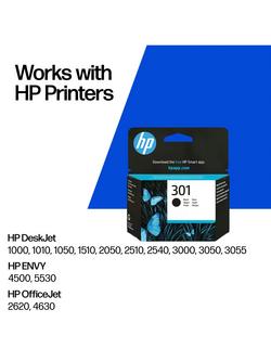 HP 301 Black Original Ink Cartridge, Single, Instant Ink Compatible - view 2, Black