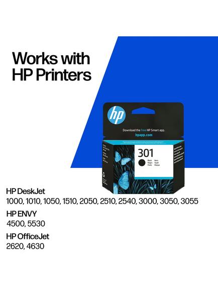 HP 301 Black Original Ink Cartridge, Single, Instant Ink Compatible - view 2, Black