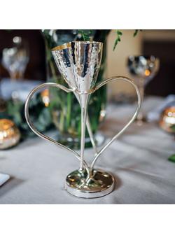 Culinary Concepts Amore Heart Champagne Flutes on a Stand, Set of 2 - view 2, Silver