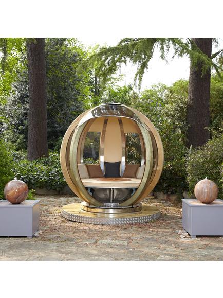 Ornate Garden Rotating Sphere 8-Seater Garden Pod, Natural