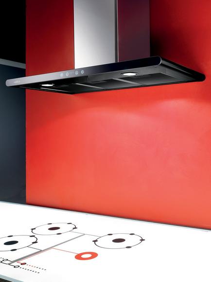 Elica Galaxy LED Chimney Hood, Stainless Steel/Black Glass, Stainless Steel / Black Glass