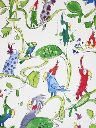 Osborne & Little By Quentin Blake Cockatoos Wallpaper, Multi, W6060/01
