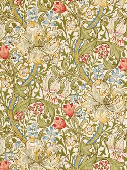 Morris & Co. Golden Lily Wallpaper, Green / Red, 210398