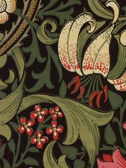 Morris & Co. Golden Lily Wallpaper, Charcoal / Olive, 210403, 