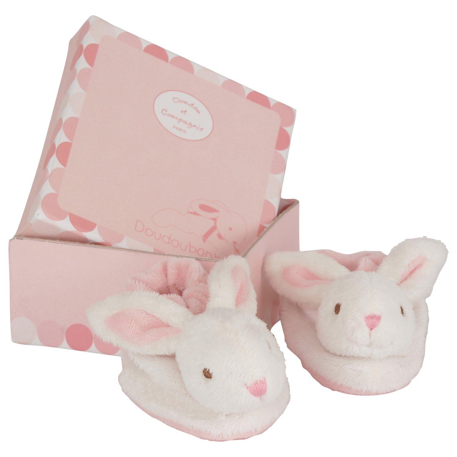 Doudou et Compagnie Baby Rabbit Booties Gift Box, Pink
