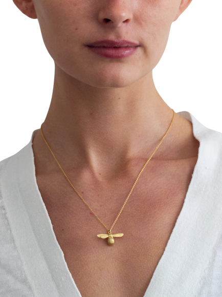 Alex Monroe Baby Bee Necklace, Gold - view 2, Gold