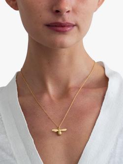 Alex Monroe Baby Bee Pendant Necklace, Silver - view 2, Silver