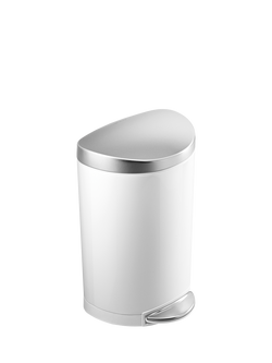 Simplehuman Semi-Round Pedal Bin, White Steel, 10L, Matt Steel
