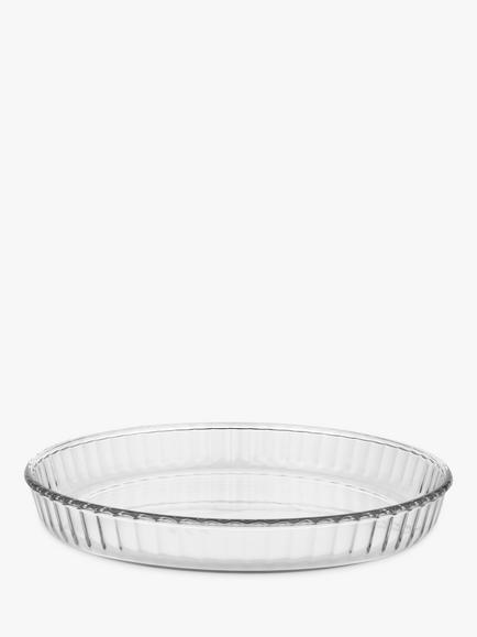 Pyrex Fluted Glass Round Flan Oven Dish, Dia.25cm, Clear