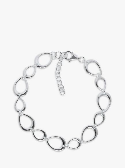 Nina B Open Teardrop Link Bracelet, Silver, Silver