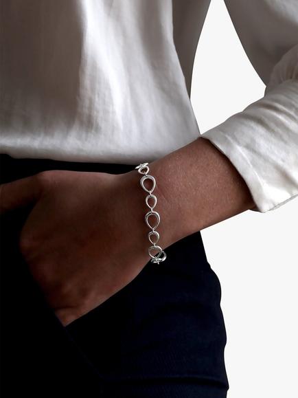 Nina B Open Teardrop Link Bracelet, Silver - view 2, Silver