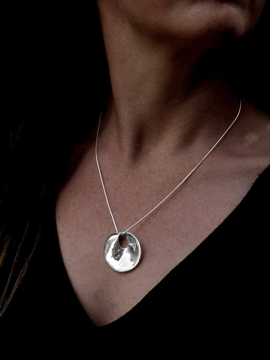 Product image 2 of 4, which shows Nina B Curved Oval Pendant, Silver