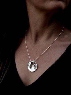 Nina B Curved Oval Pendant, Silver - view 2, 