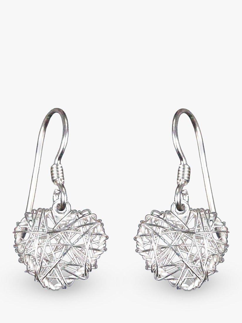 Product image 1 of 4, which shows Nina B Heart Drop Hook Earrings, Silver