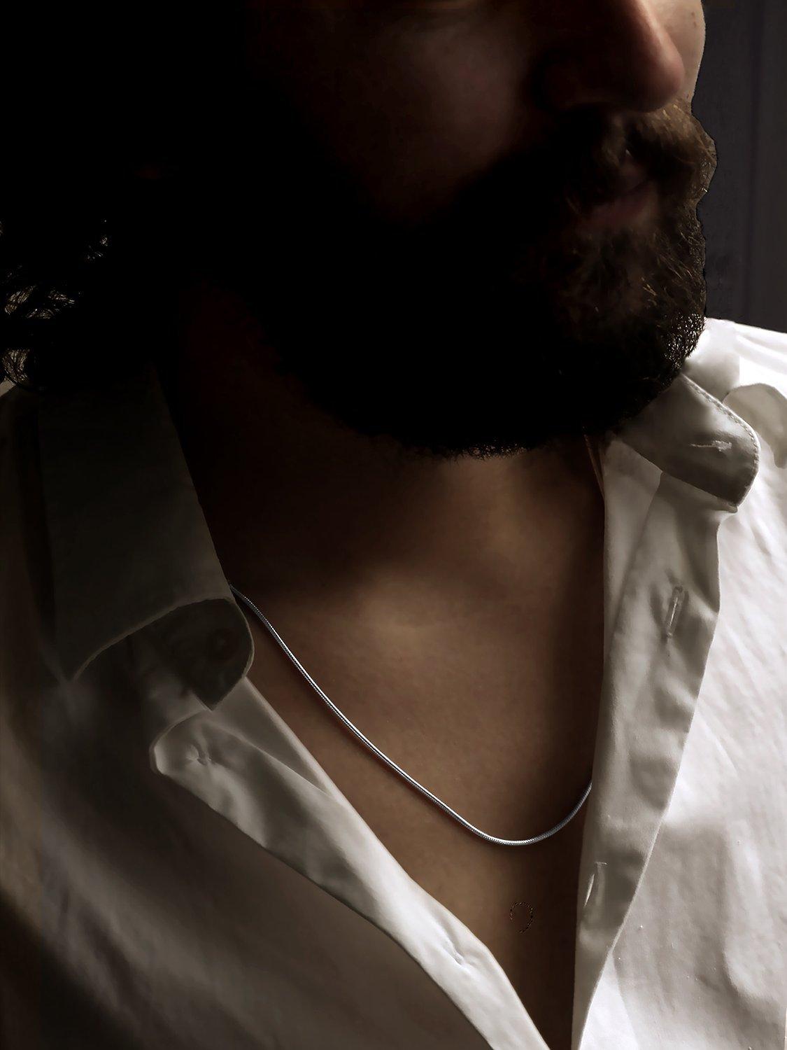 Product image 2 of 4, which shows Nina B Unisex Snake Chain Necklace, Silver