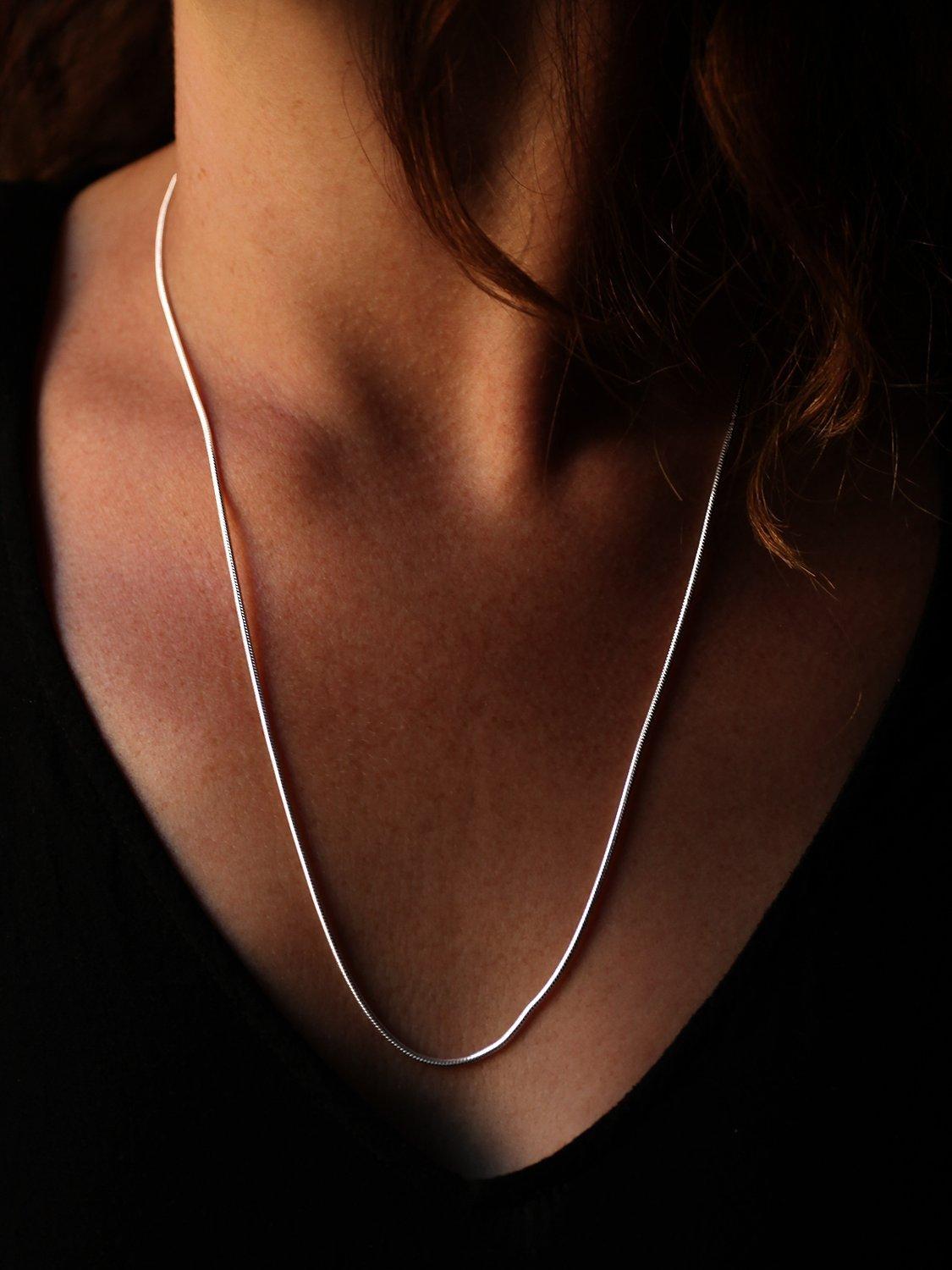 Product image 3 of 4, which shows Nina B Unisex Snake Chain Necklace, Silver