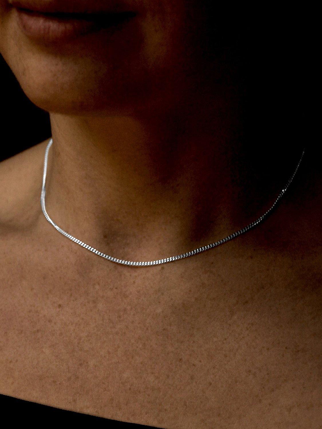 Product image 2 of 5, which shows Nina B Unisex Sterling Silver Curb Chain, Silver