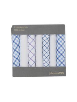 John Lewis Designer Handkerchiefs, Pack of 7, Multi - view 2, Blue
